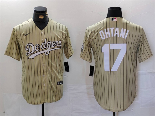Men's Los Angeles Dodgers #17 Shohei Ohtani Cream Cool Base Stitched Jersey Men's Los Angeles Dodgers #17 Shohei Ohtani Cream Cool Base Stitched Jersey